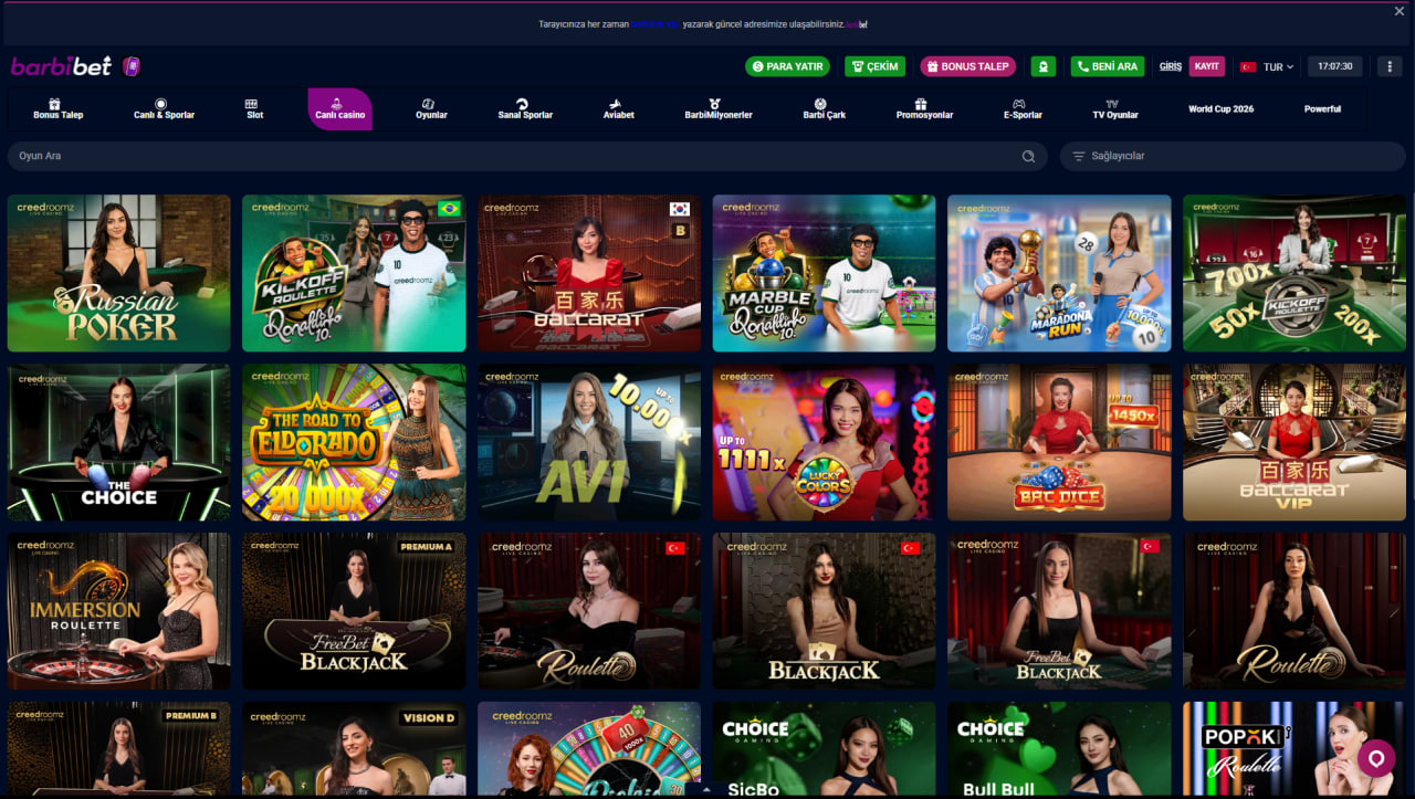 barbibet canlı casino sayfası